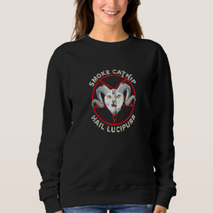 Sweatshirt Hail Lucipurr Fumée Catnip Satanic Chat Pun Zip