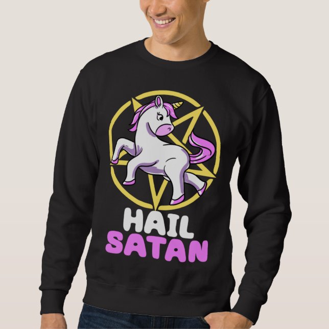 Sweatshirt Hail Satan Unicorn Satan Demon Devil Gothic Hell P (Devant)