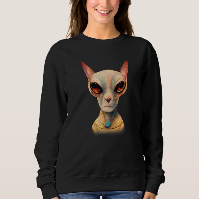 Sweatshirt Hairless Sphynx Cat Alien UFO Portrait   (Devant)