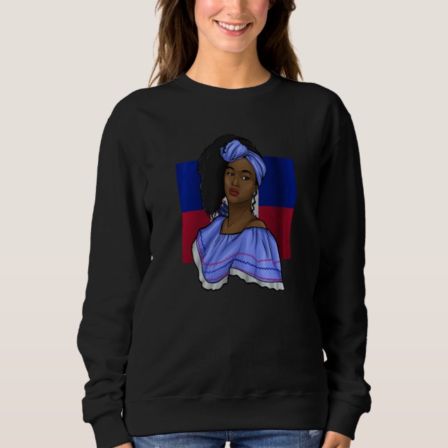 Sweatshirt Haiti Haitian Flag Day Creole Proud Woman Happy Ay (Devant)