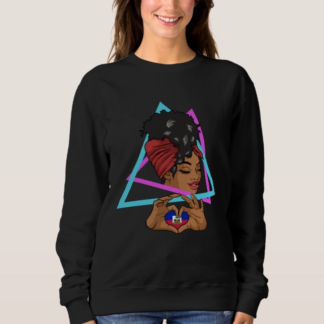 Sweatshirt Haiti Haitian Flag Day Proud Woman Ayiti Girl  1 (Devant)