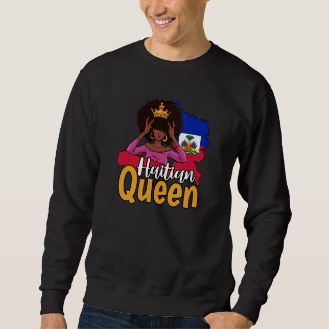 Sweatshirt Haiti Haitian Love Flag Proud Woman Princess Crown (Devant)