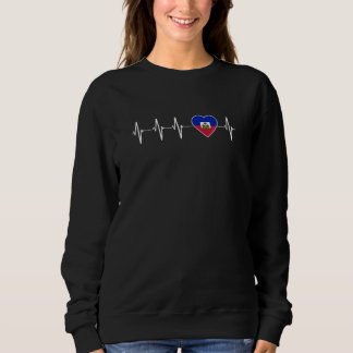Sweatshirt Haïti Heartbeat I Love Haiti Flag Heart Pride