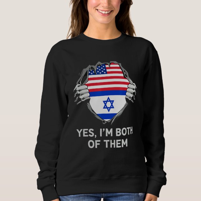 Sweatshirt Half American Half Israeli USA Israel Flag Mens Wo (Devant)