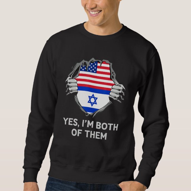 Sweatshirt Half American Half Israeli USA Israel Flag Mens Wo (Devant)