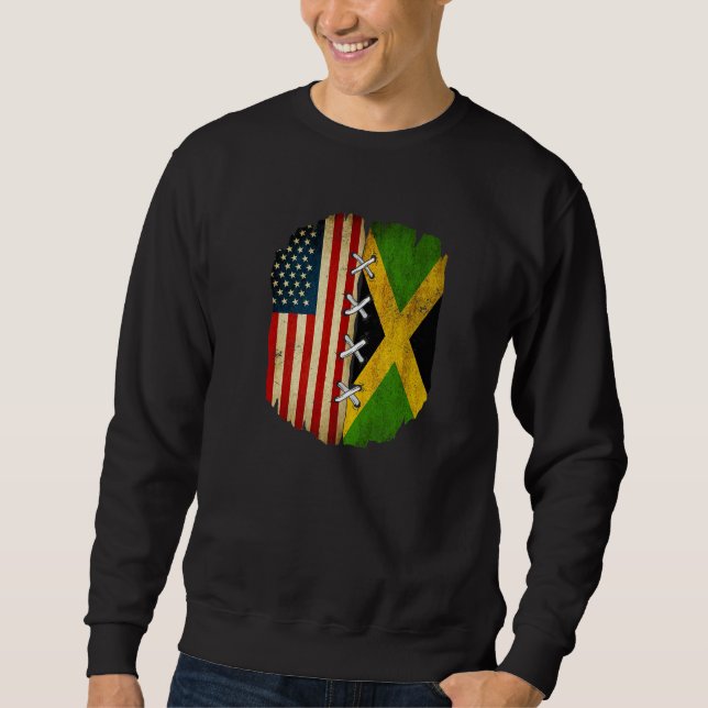 Sweatshirt Half American Half Jamaican USA Flag Jamaica Flag  (Devant)