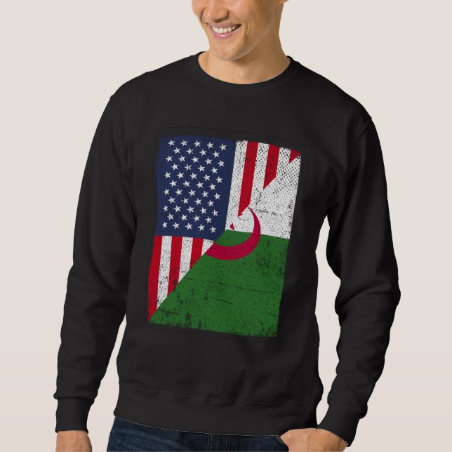 Sweatshirt Half USA Flag Half Albania Flag American Albanian  (Devant)
