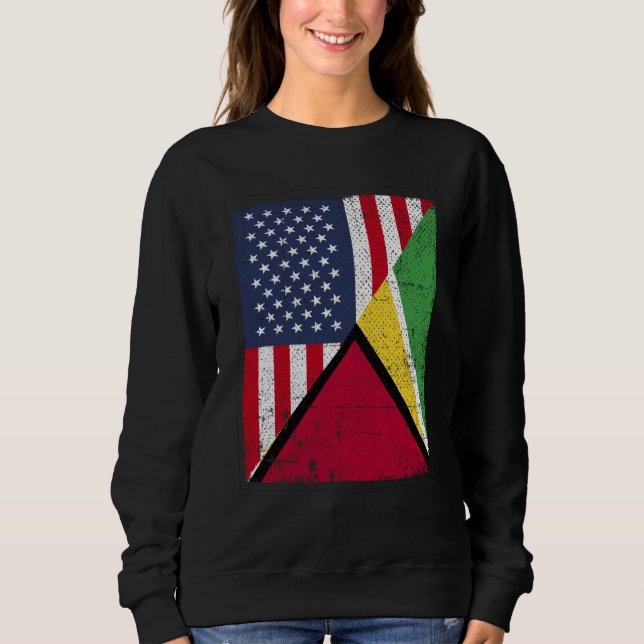 Sweatshirt Half USA Flag Half Guyana Flag American Guyanian (Devant)