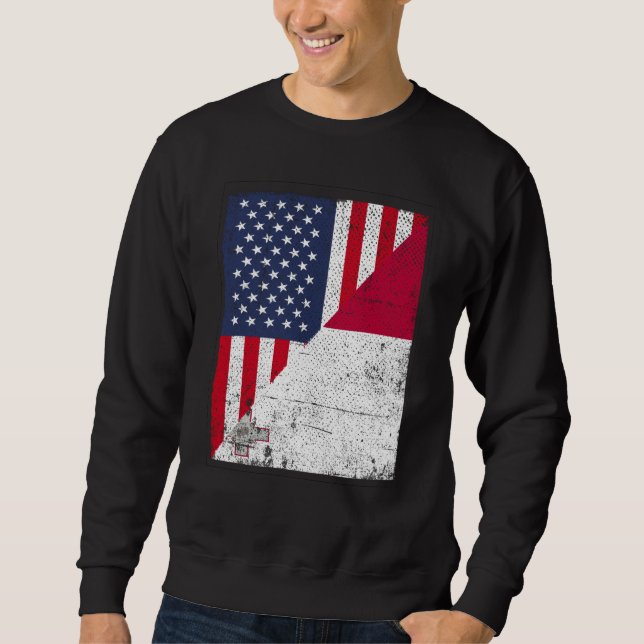 Sweatshirt Half USA Flag Half Malta Flag American Maltese (Devant)
