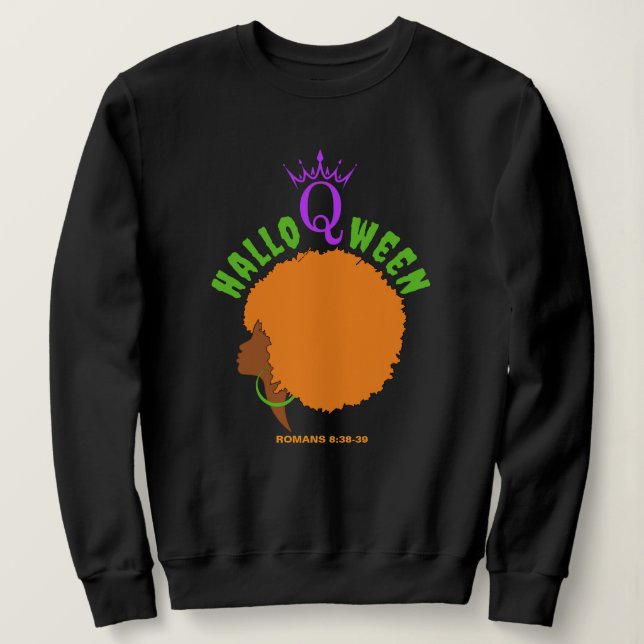 Sweatshirt HALLOQWEEN Afro Queen Halloween élégant (Design devant)