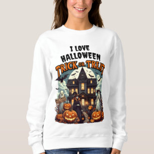 Sweatshirt Halloween amusant avec des citrouilles et des fant