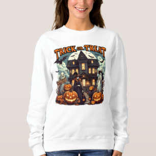 Sweatshirt Halloween amusant avec des citrouilles et des fant