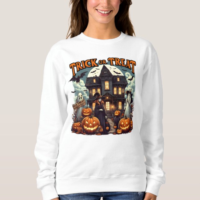 Sweatshirt Halloween amusant avec des citrouilles et des fant (Devant)