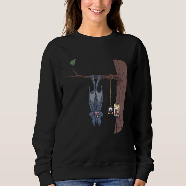 Sweatshirt Halloween bat waiting for 31st October with alarm  (Devant)