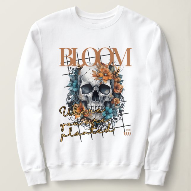 Sweatshirt Halloween Bloom Skull (Design devant)