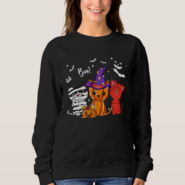 Sweatshirt Halloween Cat Boo (Devant)