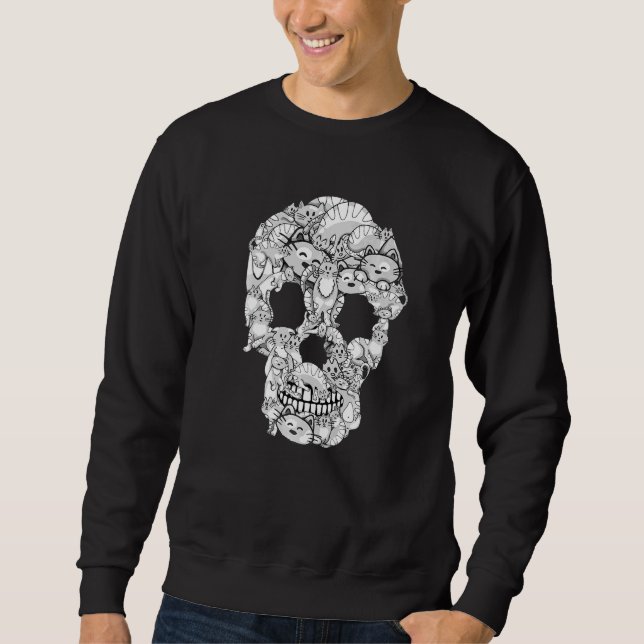 Sweatshirt Halloween Chat Crâne Tee Skeleton Costume filles a (Devant)