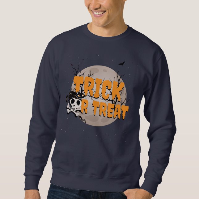 Sweatshirt Halloween Chat noir et Trace ou traitement du crân (Devant)