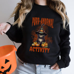 Sweatshirt Halloween Chat noir Purr-anormal Citrouille Éffray