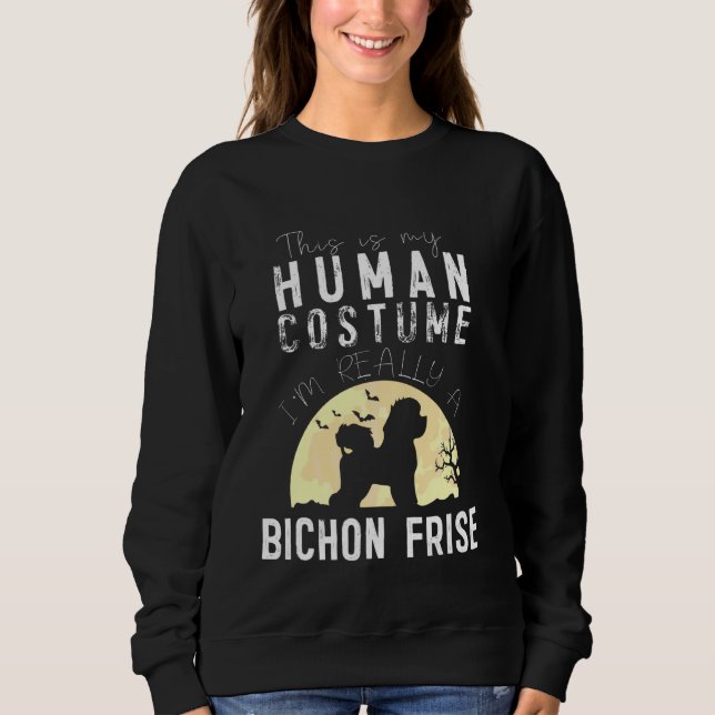 Sweatshirt Halloween Costume humain Bichon Frise Moon Silhoue (Devant)