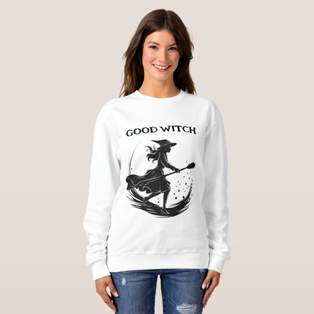 Sweatshirt Halloween Costume Sorcière Lune Tee (Devant entier)