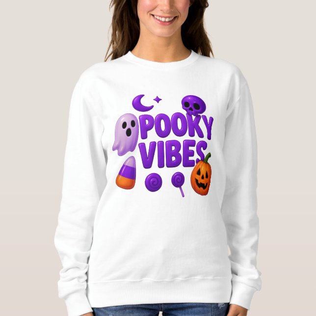 Sweatshirt Halloween Cute Vibes Éffrayantes Vêtements Unisex (Devant)