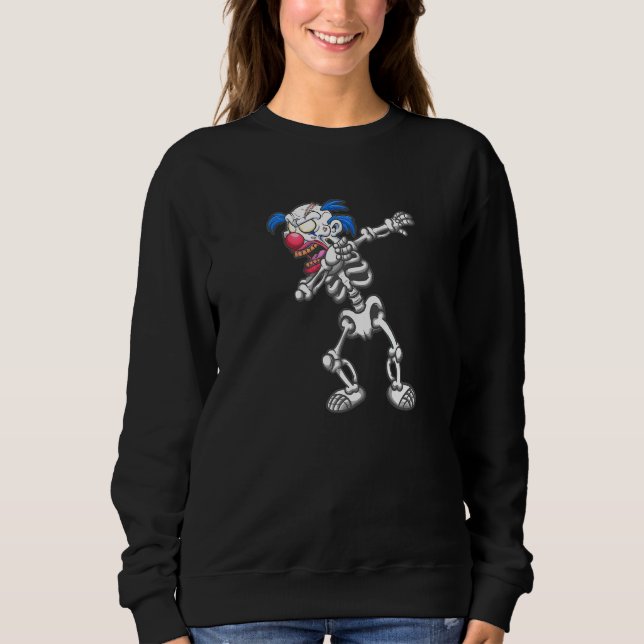 Sweatshirt Halloween Dabbing Skeleton Clown effrayant (Devant)