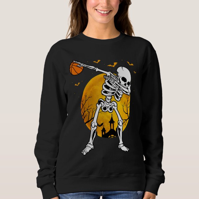 Sweatshirt Halloween Dabbing Skeleton Pumpkin Spooky Illustra (Devant)