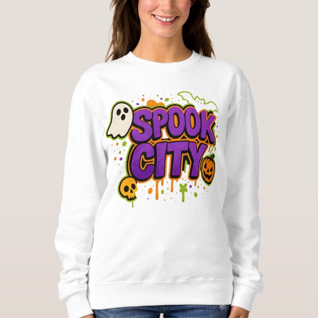 Sweatshirt Halloween Éffrayant City Graffiti Cloches Unisex (Devant)