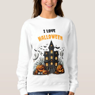 Sweatshirt Halloween éffrayante avec citrouilles et fantômes