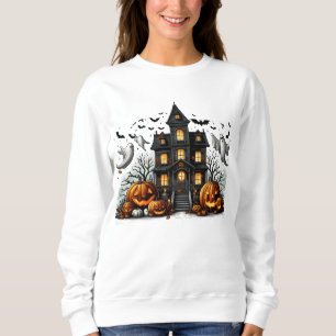 Sweatshirt Halloween éffrayante avec citrouilles et fantômes