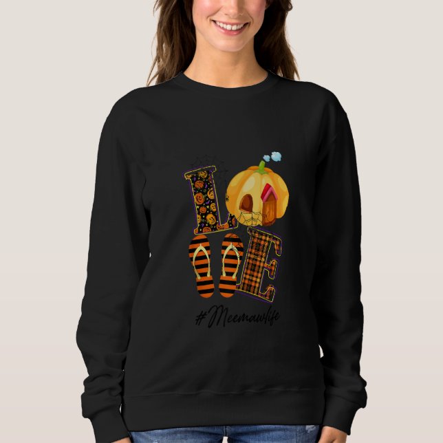 Sweatshirt Halloween Femme Maman Amour Meemaw Vie Citrouille  (Devant)