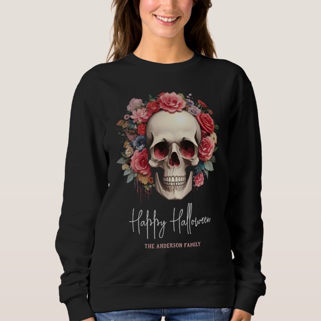 Sweatshirt Halloween floral rose (Devant)