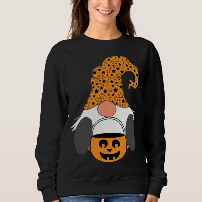 Sweatshirt Halloween Gnome Trick Ou Treat Nordic Gnome Orange (Devant)