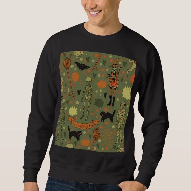 Sweatshirt Halloween Haunt : Mélange Vintage Éffrayant (Devant)
