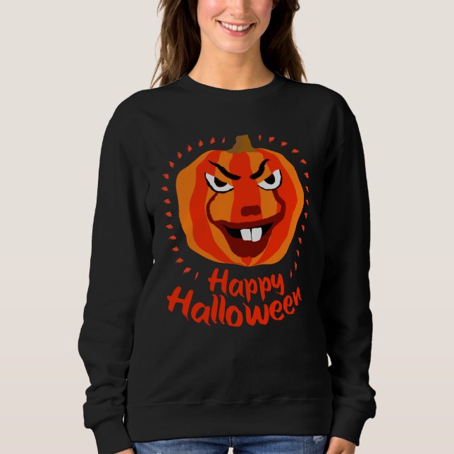 Sweatshirt 🎃 Halloween heureux - Drôle, Effrayant et Citroui (Devant)