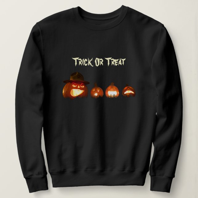 Sweatshirt Halloween Jack-o'-lantern sculpté citrouilles Hall (Design devant)