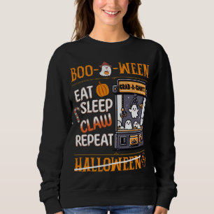 Sweatshirt Halloween Jouer Orange Ghost Claw Arcade Retro