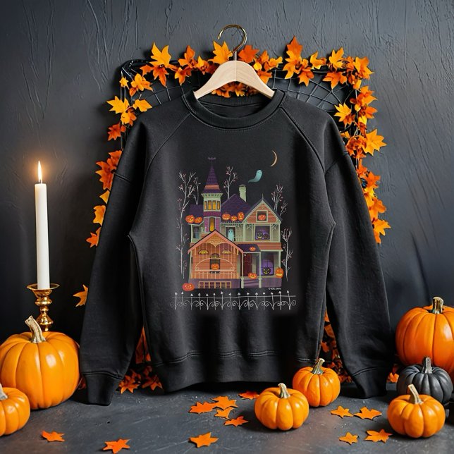 Sweatshirt Halloween Maison hantée Noire (Créateur téléchargé)