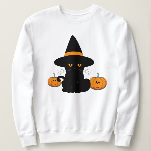 Sweatshirt Halloween mignonette Cartoon amis, Chat bébé noir (Design devant)
