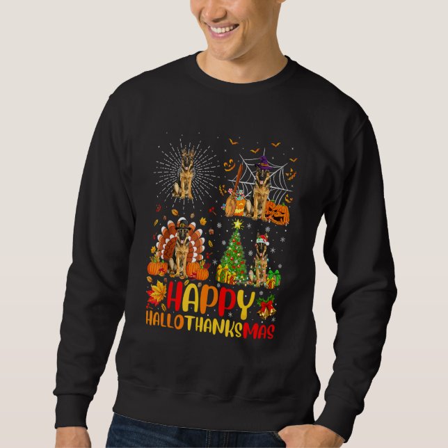 Sweatshirt Halloween Noël  Chien de berger allemand Hallothan (Devant)