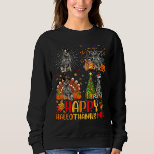 Sweatshirt Halloween Noël Chien Heeler Bleu Hallothanksma