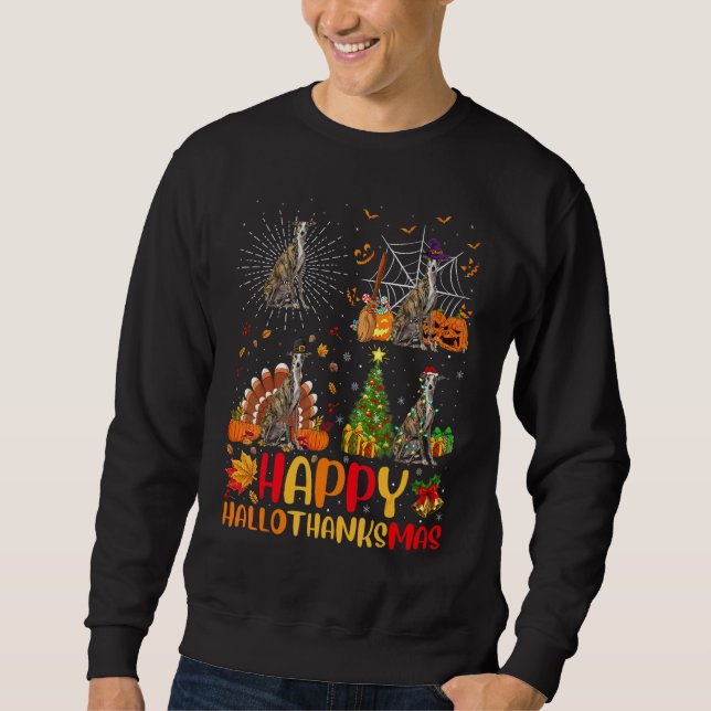 Sweatshirt Halloween Noël  Lévrier Dog Hallothanksmas (Devant)