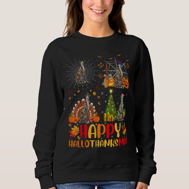 Sweatshirt Halloween Noël  Lévrier Dog Hallothanksmas (Devant)