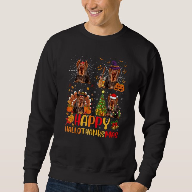 Sweatshirt Halloween Noël Yorkshire Terrier Chien Hallotha (Devant)