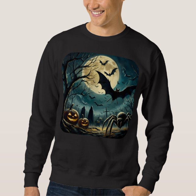 Sweatshirt Halloween Nuit Squelettique (Devant)