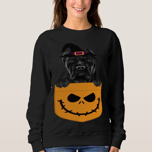 Sweatshirt Halloween Pocket Cane Corso Scary Jack O Lantern (Devant)