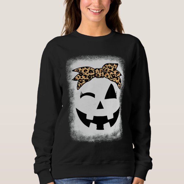 Sweatshirt Halloween pour femmes Jack O Lanterne Léopard Citr (Devant)