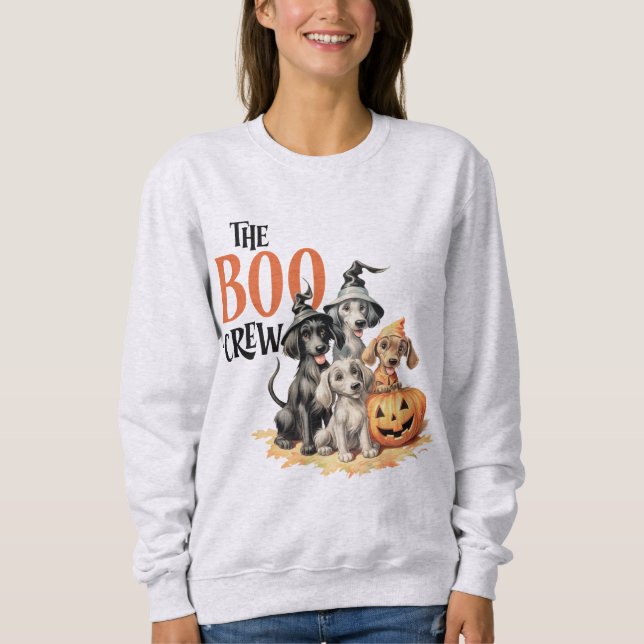 Sweatshirt Halloween Scary Boo Chiens d'équipage Femmes Éffra (Devant)