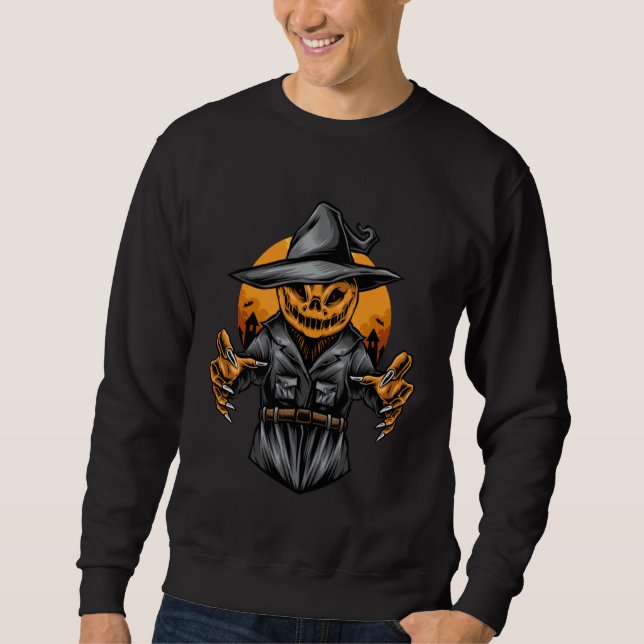 Sweatshirt Halloween Scary Dancing Skeleton Pumpkin Happy Hal (Devant)